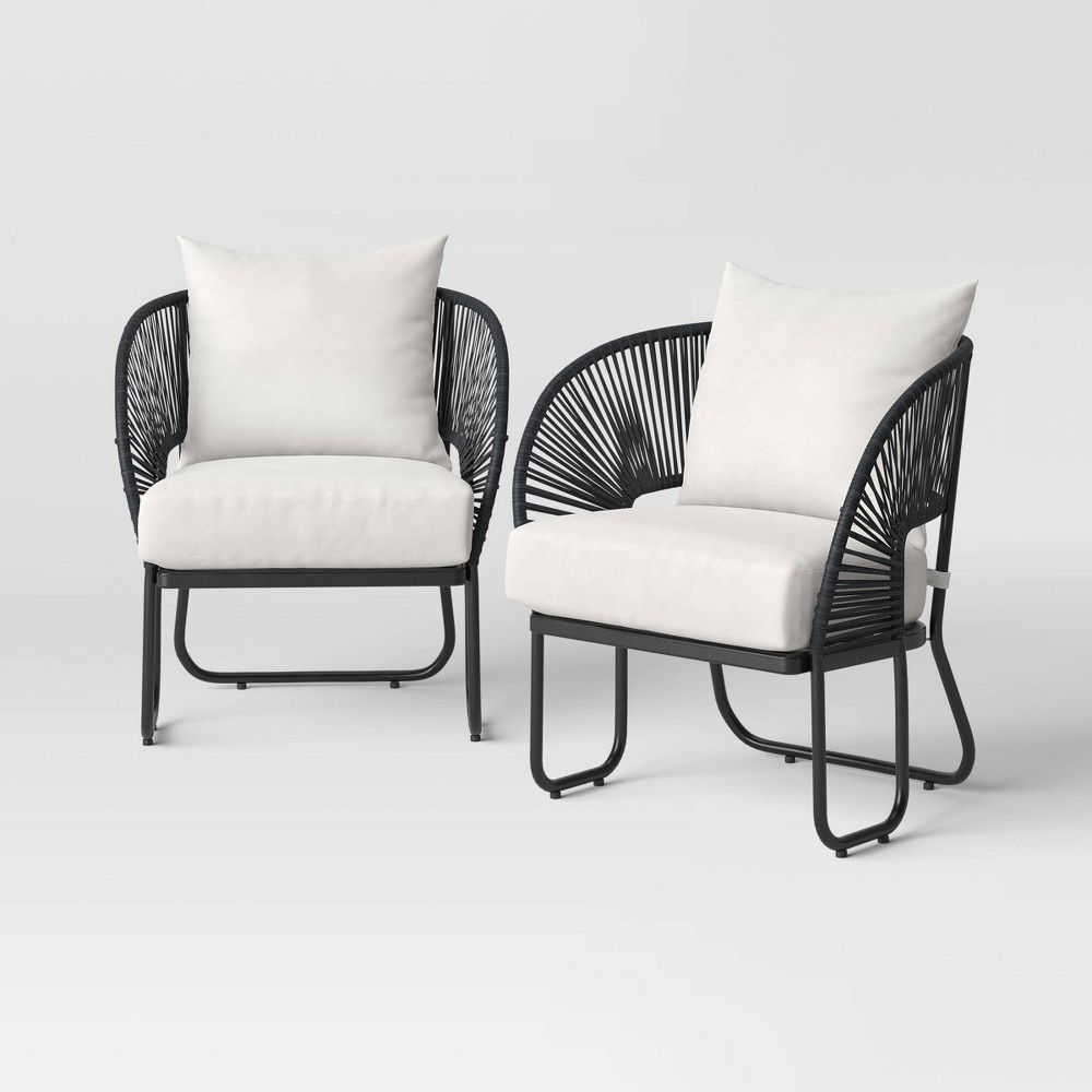 2pc Mackworth Rope Outdoor Patio Chairs, Club Chairs Black - Threshold&trade;