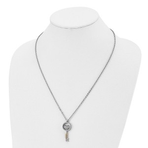 Chisel Stainless Steel Yellow IP-plated with Cubic Zirconia Heart Key Pendant on a 22" Cable Chain Necklace - 1 of 4