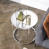 Oakmonte Mirrored Round End Table Chrome - HOMES: Inside + Out: Art Deco, Living Room Furniture, Tempered Glass - image 4 of 4