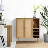 LuxenHome 35" Tall 2-Door Rattan Light Oak Finish Wood Wine and Storage Cabinet Brown - 2 of 4