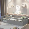 Nicbex Twin/Full Size Floor Bed for Kids,Montessori Bed Frame with High Fence,Sturdy Wood Playhouse Montessori Bed for Girls/Boys - 3 of 4