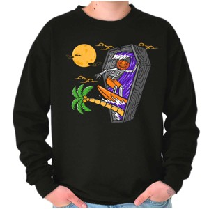 Funny Halloween Surfing Skeleton Sweatshirt for Men or Women Brisco Brands - 1 of 4