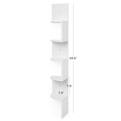 White Zigzag Floating 5-Tier Particleboard Corner Wall Shelf