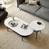 TiramisuBest White Ceramic Coffee Table with Coffee Gray MDF Shelf, Double-Layer Modern Living Room Table - 3 of 4
