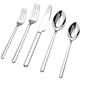 Itopfox 40-Piece Stainless Steel Flatware Set for 8, Mirror Polished Cutlery Set with Dinner Forks, Spoons, Salad Forks, Teaspoons, Dishwasher Safe - 1 of 4