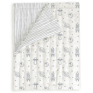 Organic Kids Quilt - Astro & Navy Blue Stripes - 1 of 4