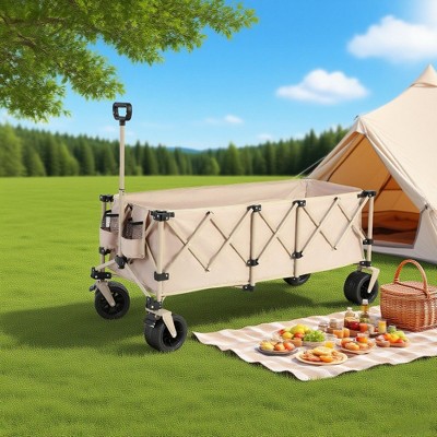 Lightweight Heavy Duty Folding Beach Wagon, Portable Utility Cart with Wheels for Camping, Grocery, Garden - ModernLuxe