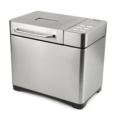 Aroma Housewares ABM-270 Professional Stainless Steel 2 Pound Digital Bread Maker with 17 Preset Functions, Automatic Fruit & Nut Dispenser, Silver