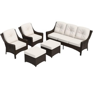 EAGLE PEAK Azure Bay 5 Pieces Wicker Outdoor Patio Furniture Set ,  Sofa and Chairs with Ottomans - 1 of 4