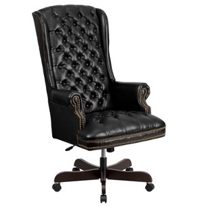Executive Swivel Office Chair Black Leather - Flash Furniture