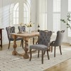 Zeus & Ruta Vintage Velvet Dining Chairs Set of 2 with Handmade Tufted Trim, Solid Wood Handles and Copper Nail Accents - 3 of 4