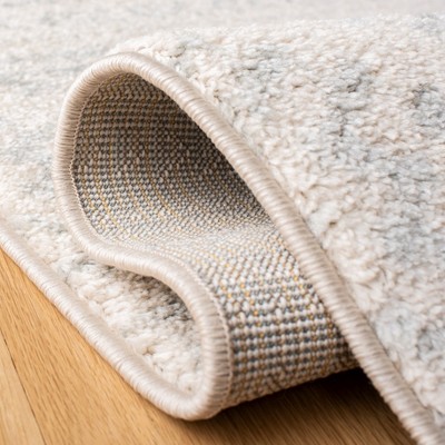 104" Round Ivory/Light Grey Geometric Synthetic Area Rug