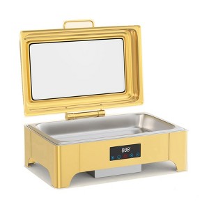 GustoWave 9 Qt Stainless Steel Electric Chafing Dish Buffet Server, 400W Food Warmer with Touch Screen Control & Visual Lid - 1 of 4