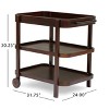 Christopher Knight Home Pine Mid-Century Acacia Wood 3-Tier Bar Cart with Wooden Wheels - 3 of 4