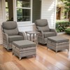 POCASSY Outdoor Swivel Rocker Patio Swivel Chairs Set of 2, 6" Thick Cushions All Weather Gray Wicker Swivel Glider Chairs with High Back for Porch - 2 of 4