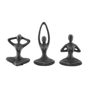 Danya B. Dark Brown Cast Iron Female Peaceful Yoga Figures Decorative Metal Tabletop Sculptures Set of 3 Poses - 1 of 4