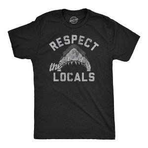 Mens Funny T Shirts Respect The Locals Sarcastic Shark Graphic Novelty Tee For Men - Crazy Dog Men's T Shirt - 1 of 4
