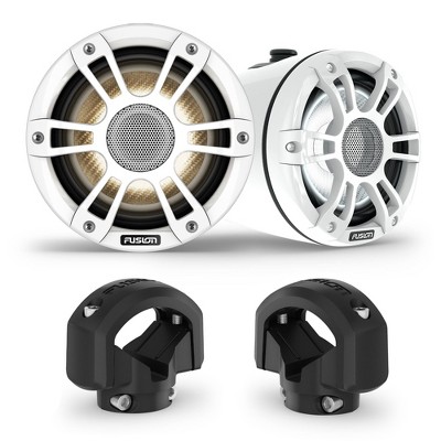Garmin Fusion SG-FLT653SPW 6.5" White Sports Grille LED White Tower Speakers with XS-MNTBP XS Series 6.5" Tower Speaker, Pair, Fits 2"-2.5" Bars