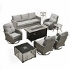 XIZZI Patio Furniture Sets for Relaxation, Comfy 3.5-Inch Cushions & 360° Swivel Action for Extra Comfort, 9 Pcs/Set - Fire Pit Table, Dark Gray - 2 of 4