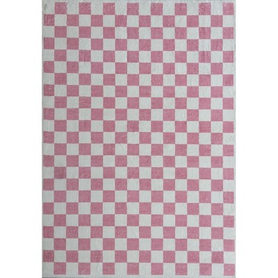 Rug Branch Kids Metro Checkered Blush Pink Indoor Soft Area Rug - 4' x 6'