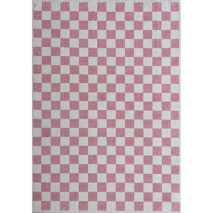 Rug Branch Kids Metro Checkered Blush Pink Indoor Soft Area Rug - 7' x 10' - 1 of 2