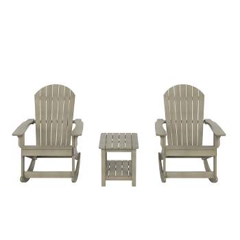 WestinTrends 3-Piece Outdoor Patio Adirondack Rocking Chair with Side Table Set