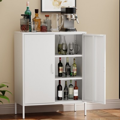 SKRAN Metal Cabinet with Adjustable Shelves, Heavy-Duty Kitchen Storage Cabinet for Bathroom, Bedroom,Living Room & Home Office