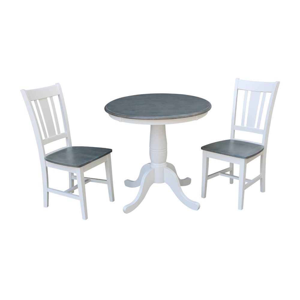 Photos - Dining Table 30" San Remo Round Top Pedestal Table with 2 Chairs Dining Sets White - In