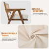 Mid-Century Farmhouse Accent Chair - Wood Armchair with Rattan Backrest & Linen Cushion for Living Room, Bedroom - 4 of 4