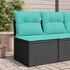 vidaXL Patio Sofa Armless with Cushions Outdoor Seating Black Poly Rattan Modular Design - 2 of 4