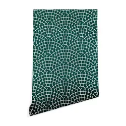 2' x 10' Holli Zollinger Mosaic Scallop Marine Wallpaper Green - Deny Designs