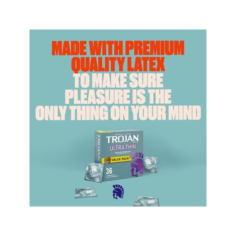 Trojan Ultra Thin Condoms For Ultra Sensitivity Lubricated Latex Condoms, 5 of 10