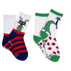 Pete the Cat Kids Christmas 2 Pair Pack Crew Socks - 1 of 1