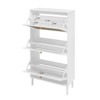 SKRAN Modern Rattan Shoe Storage Cabinet: 3-Door Freestanding Organizer - Rattan & Metal Frame with Anti-Slip Pads - Double Shelf Design - 4 of 4