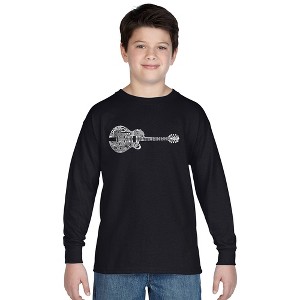 LA Pop Art Boy's Word Art Long Sleeve - Country Guitar - 1 of 4