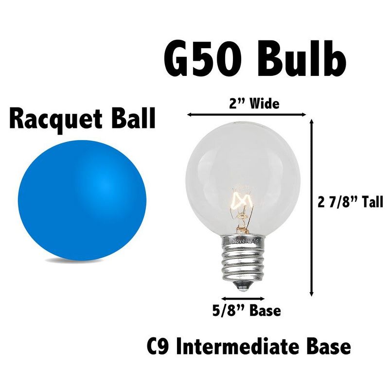 Novelty Lights G50 Globe Hanging LED String Light Replacement Bulbs E17 Intermediate Base 1 Watt, 3 of 5