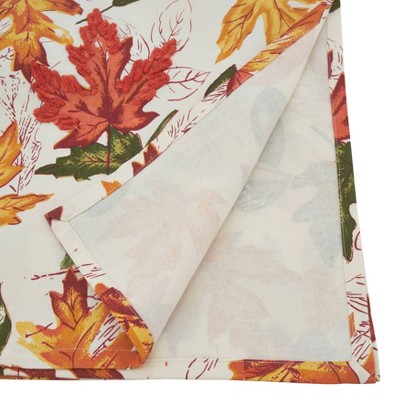 65" x 104" Embroidered Autumn Leaves Cotton Tablecloth