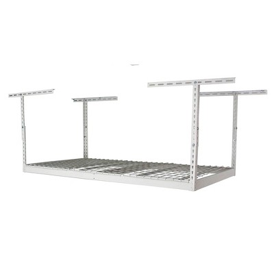 SafeRacks 3 x 6 Foot Heavy Duty Overhead Garage Storage Rack Holds Up to 400 Pounds with Adjustable Height Ranging from 18 to 33 Inches, White