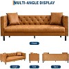 TackView 81" Mid-Century Modern Chesterfield Sofa - Faux Leather 3-Seater Couch with Deep Seats, Button Tufting & 2 Pillows - 2 of 4