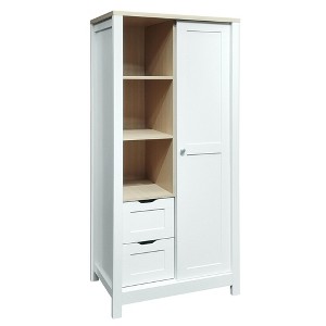 TIRAMISUBEST Bedroom Storage Wardrobe with Hanging Rods, 2 Drawers & Open Shelves - Mobile Lateral Filing Cabinet Locking Wheels Adjustable Shelf - 1 of 4