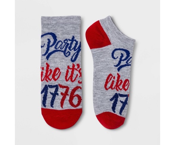 Women's "Party Like It's 1776" Low Cut Socks - Heather Gray One Size