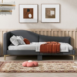 YOOCOZZ Linen Upholstered Wood Daybed with Backrest and Armrest - 1 of 4
