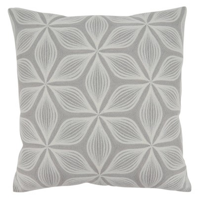 Embroidered Flower Throw Pillow Cover - Saro Lifestyle