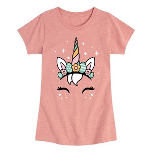 Girls' - Instant Message - Pastel Easter Unicorn Fitted Short Sleeve Graphic T-Shirt - 1 of 4