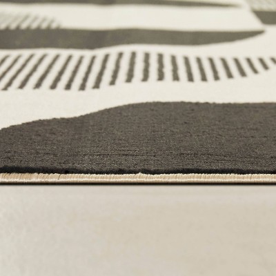 Modern Geometric Black and Beige Kids' Area Rug