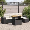 vidaXL Patio Sofa Set with Cushions Modular Sofas and Stool 6 Piece Poly Rattan - Black and Cream with Storage - 2 of 4