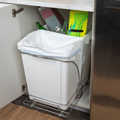 White Double 9 Gallon Pull-Out Plastic Trash Cans