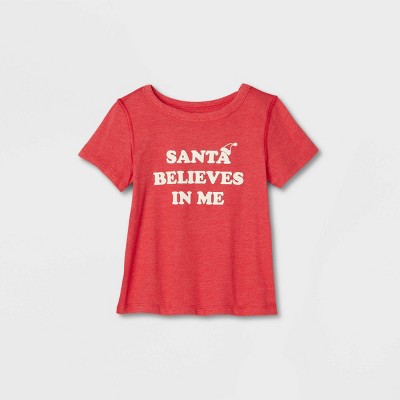 Toddler Adaptive 'Santa Believes In Me' Short Sleeve Graphic T-Shirt - Cat & Jack™ Red