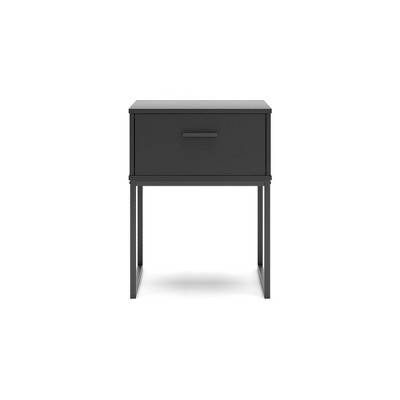 Black Modern 1-Drawer Nightstand with Metal Legs
