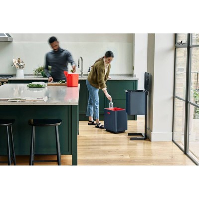 Graphite Dual Compartment Kitchen Trash and Recycling Bin